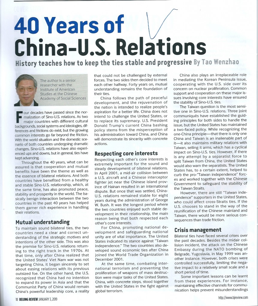 40 YEARS OF CHINA-U.S. RELATIONS1